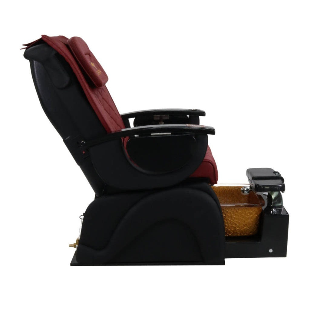 Pedicure Spa Chair - Omega Retractable Black | Burgundy | Black Pedicure Chair