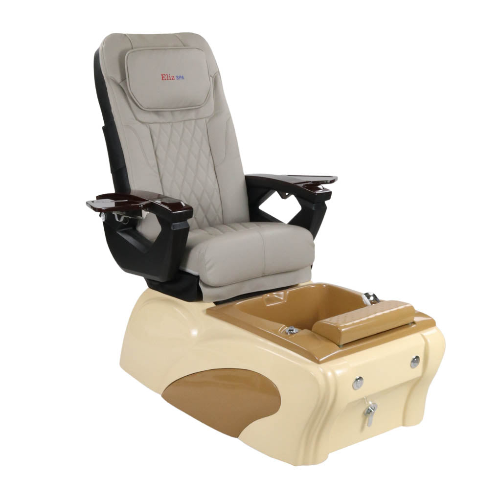 Pedicure Spa Chair - Expresso Wood | Grey | Cream Pedicure Chair