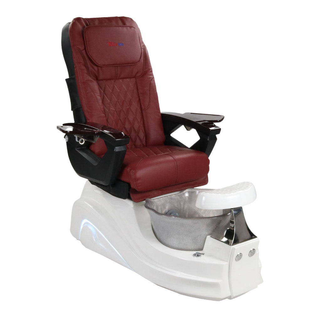 Pedicure Spa Chair - Frost #2 Wood | Burgundy | White Pedicure Chair