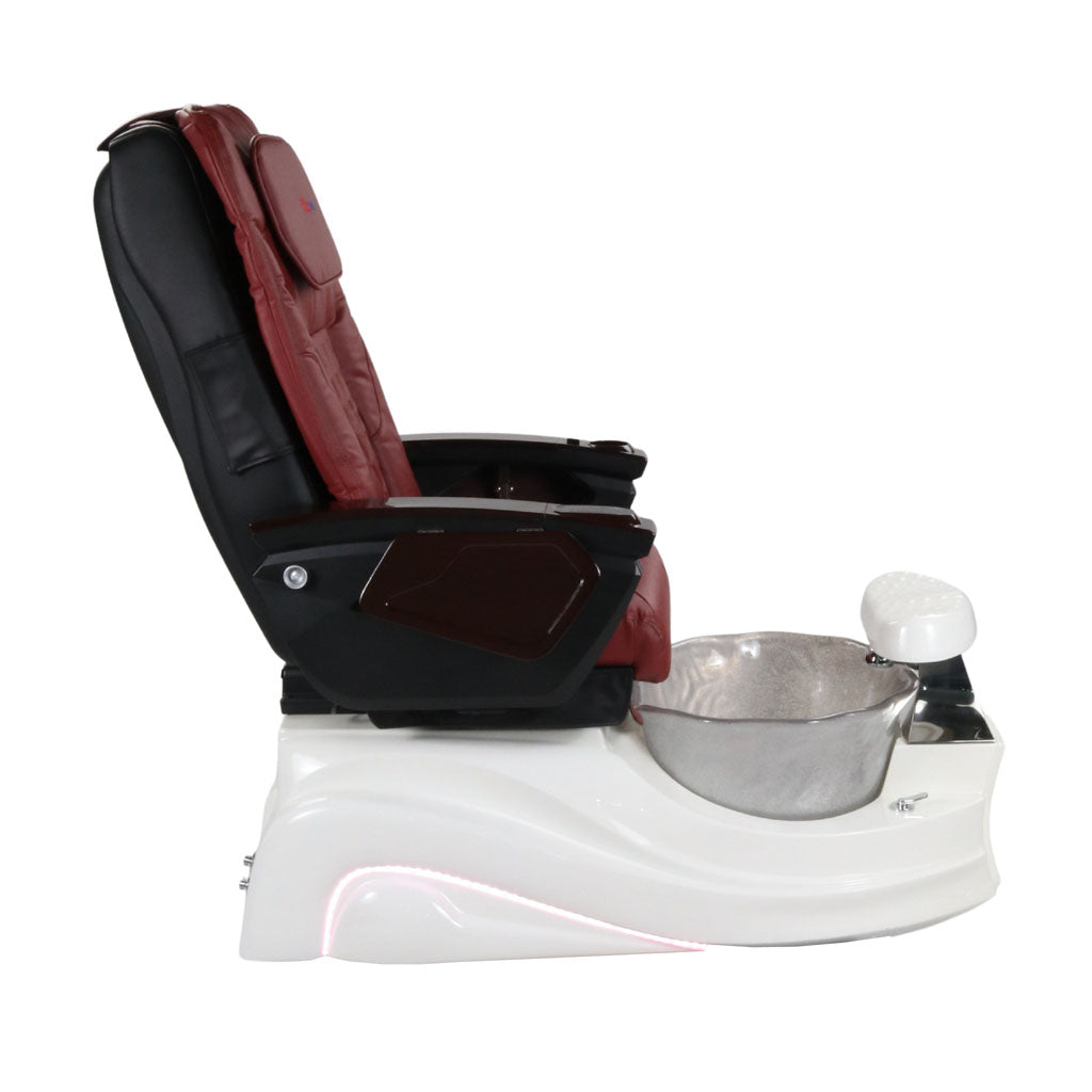 Pedicure Spa Chair - Frost #2 Wood | Burgundy | White Pedicure Chair