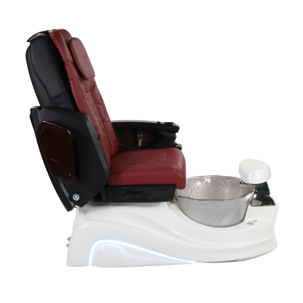 Pedicure Spa Chair - Frost #2 Wood | Burgundy | White Pedicure Chair