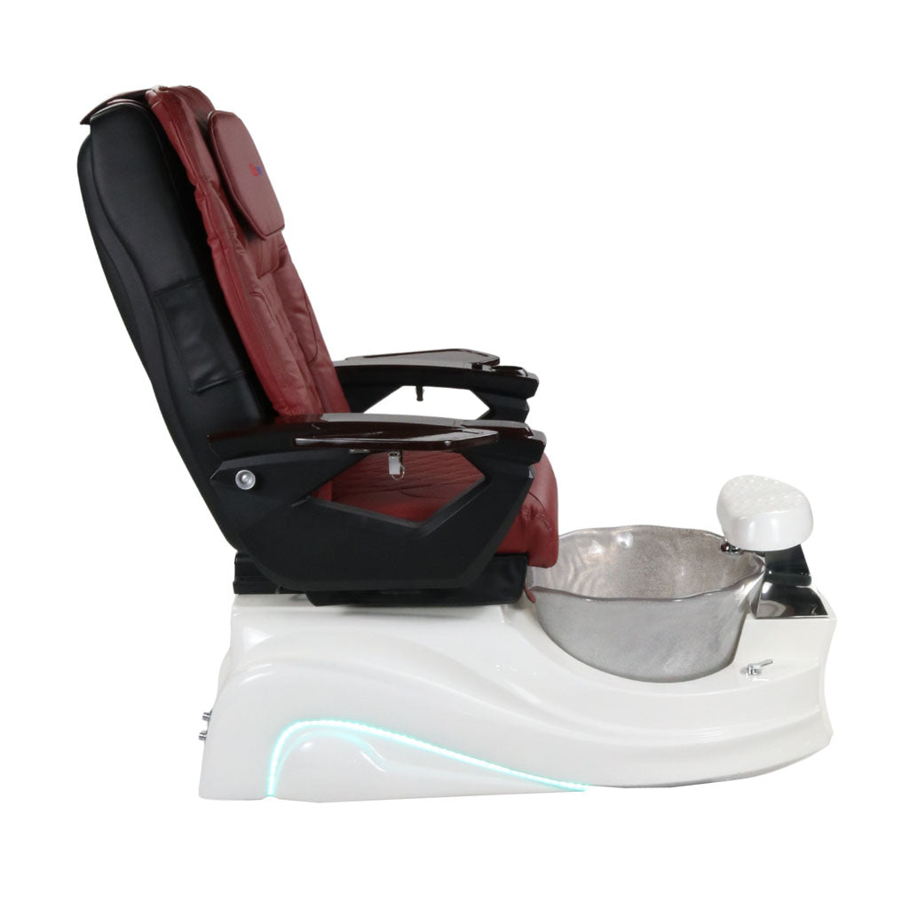 Pedicure Spa Chair - Frost #2 Wood | Burgundy | White Pedicure Chair