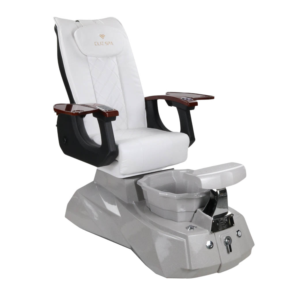Pedicure Spa Chair - Luna Wood | White | Grey Pedicure Chair