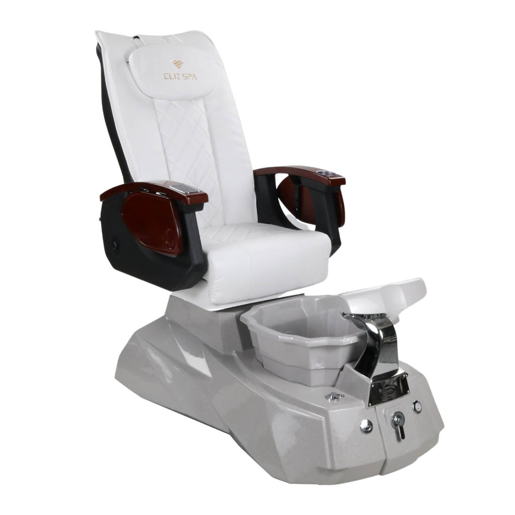 Pedicure Spa Chair - Luna Wood | White | Grey Pedicure Chair