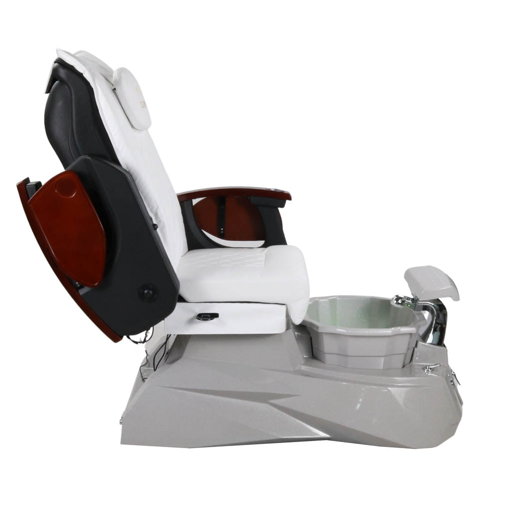 Pedicure Spa Chair - Luna Wood | White | Grey Pedicure Chair