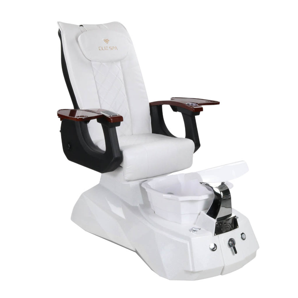 Pedicure Spa Chair - Luna Wood | White | White Pedicure Chair