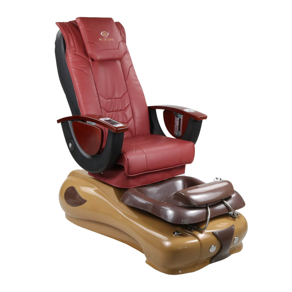 Pedicure Spa Chair - Mocha Wood | Burgundy | Brown Pedicure Chair