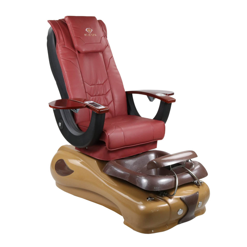 Pedicure Spa Chair - Mocha Wood | Burgundy | Brown Pedicure Chair