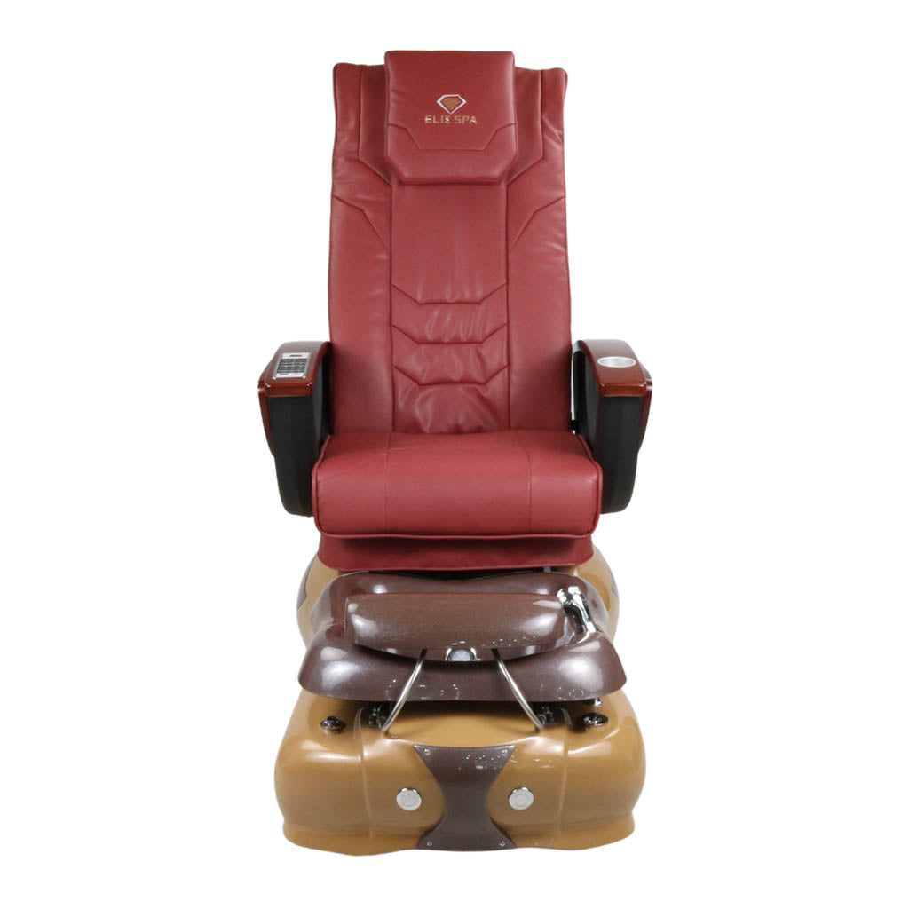 Pedicure Spa Chair - Mocha Wood | Burgundy | Brown Pedicure Chair