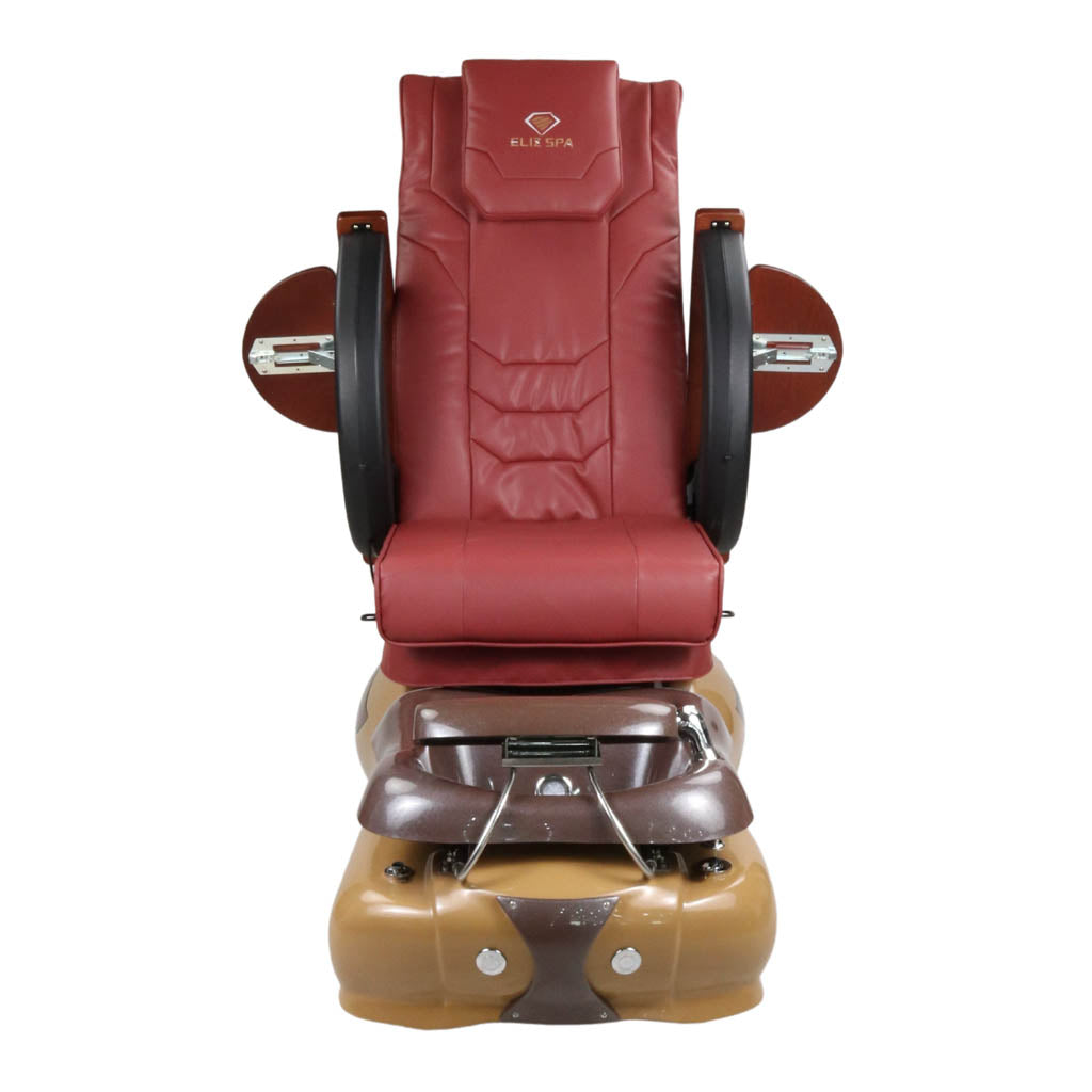 Pedicure Spa Chair - Mocha Wood | Burgundy | Brown Pedicure Chair