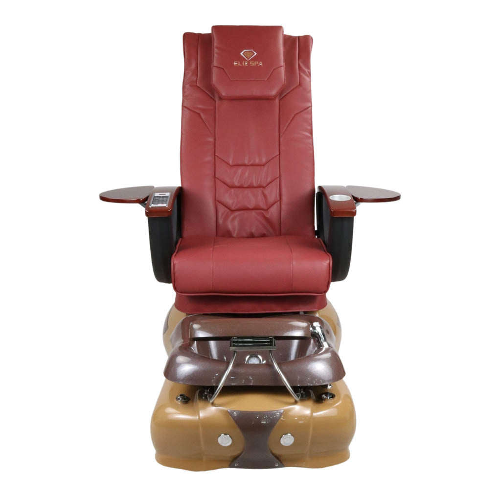 Pedicure Spa Chair - Mocha Wood | Burgundy | Brown Pedicure Chair