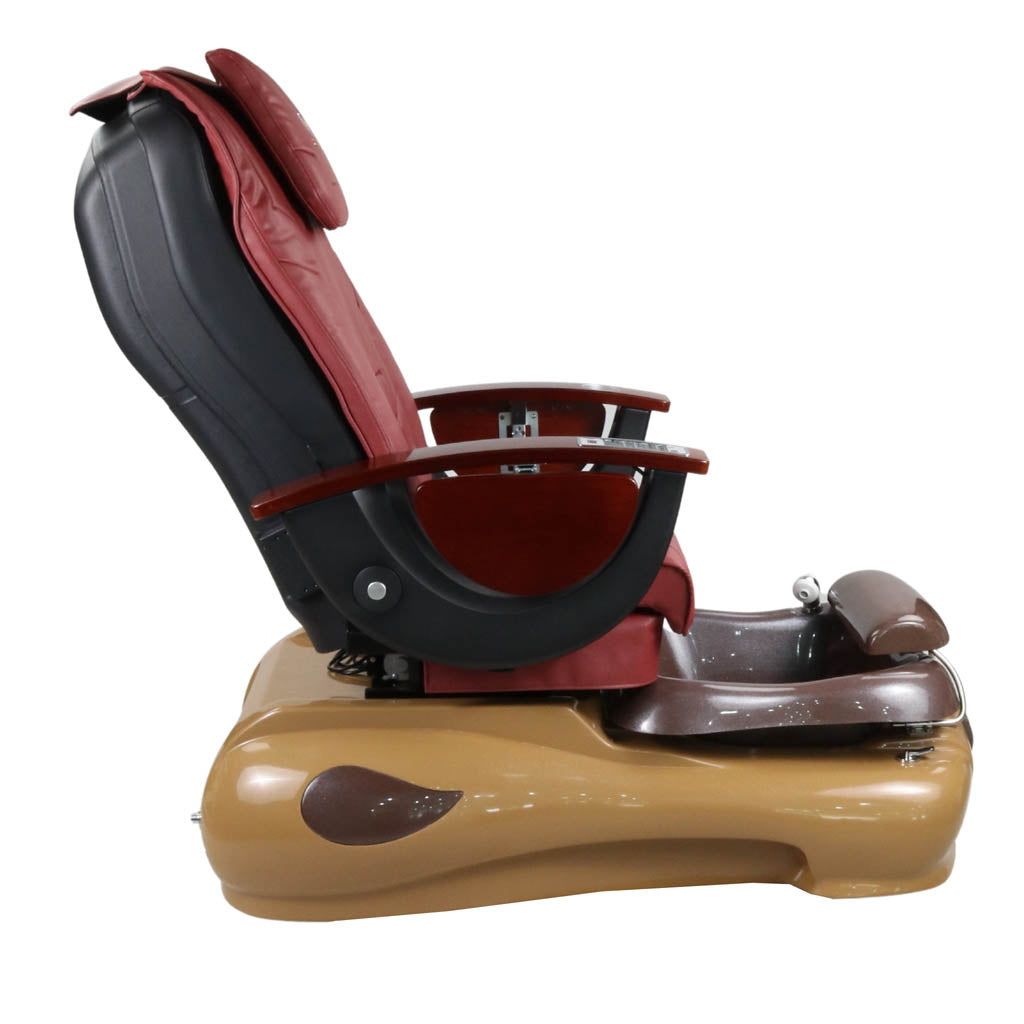 Pedicure Spa Chair - Mocha Wood | Burgundy | Brown Pedicure Chair