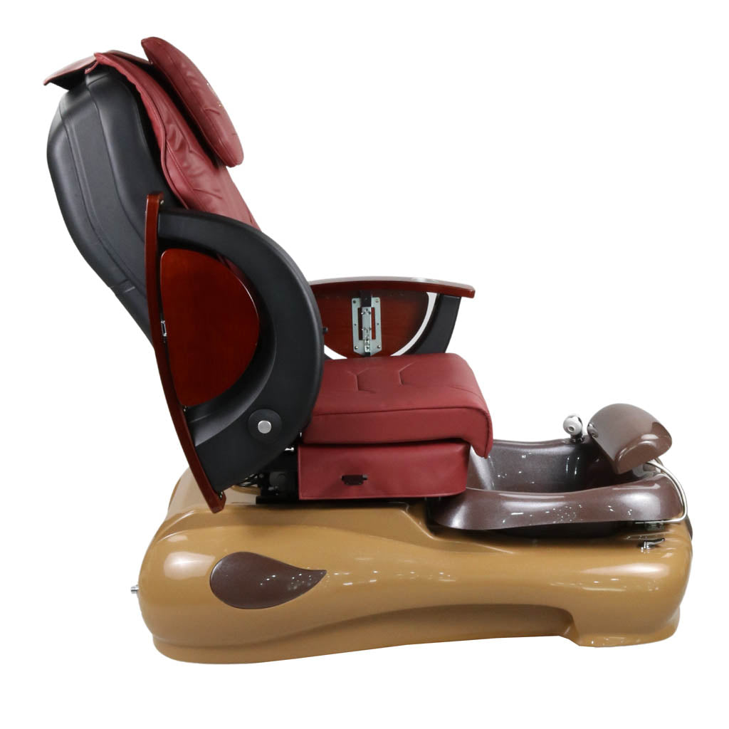 Pedicure Spa Chair - Mocha Wood | Burgundy | Brown Pedicure Chair