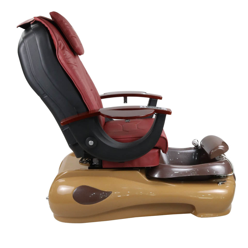Pedicure Spa Chair - Mocha Wood | Burgundy | Brown Pedicure Chair