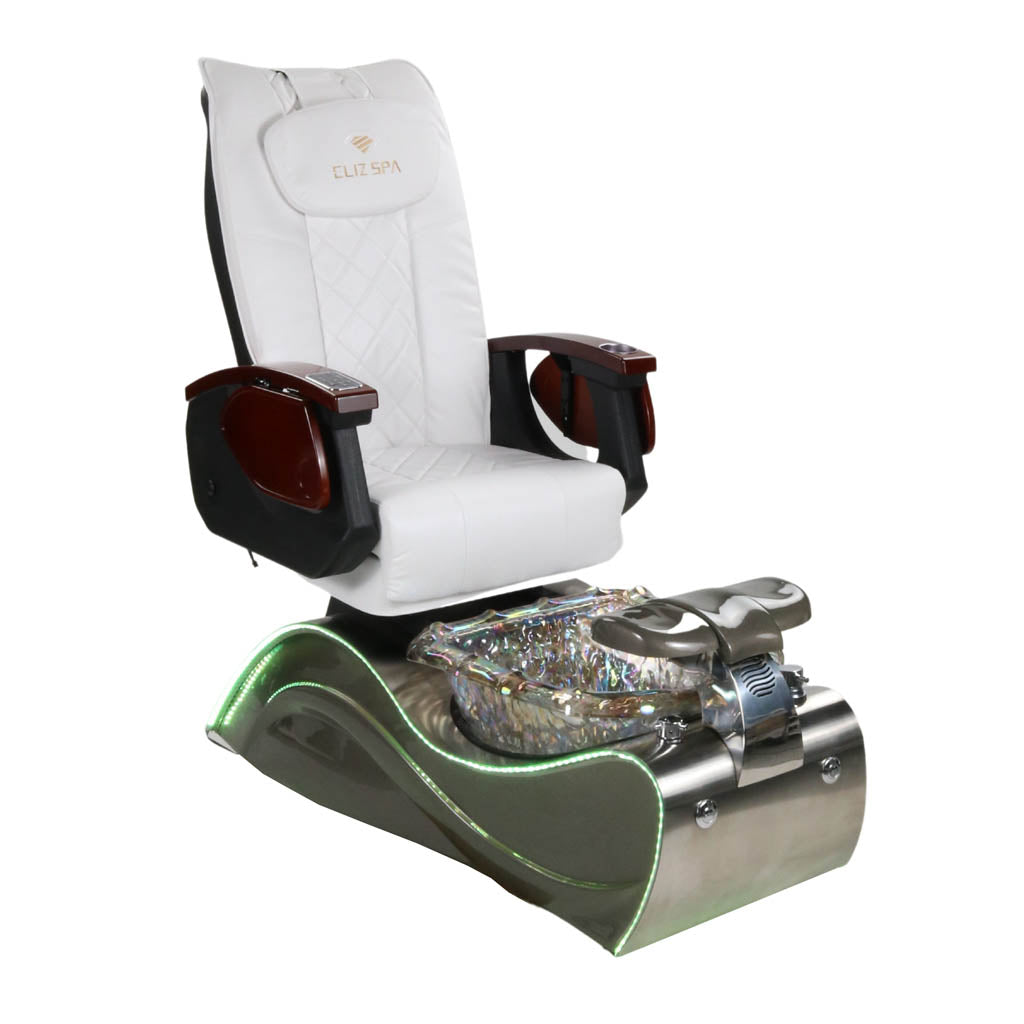Pedicure Spa Chair - Nimbus Wood | White | Silver Pedicure Chair