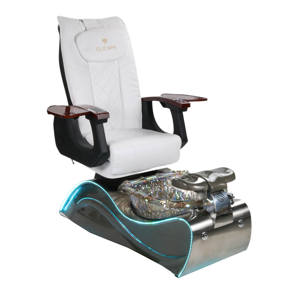 Pedicure Spa Chair - Nimbus Wood | White | Silver Pedicure Chair
