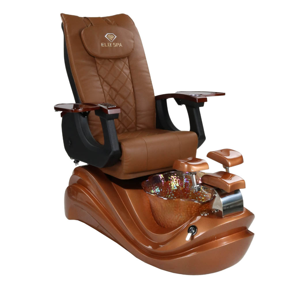 Pedicure Spa Chair - Phoenix Wood | Cappuccino | Gold Pedicure Chair