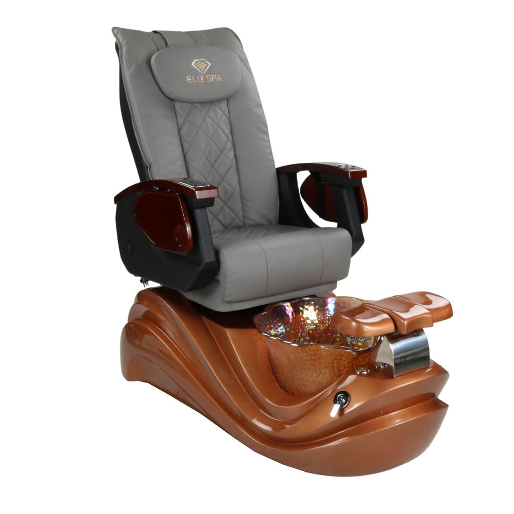 Pedicure Spa Chair - Phoenix Wood | Grey | Gold Pedicure Chair