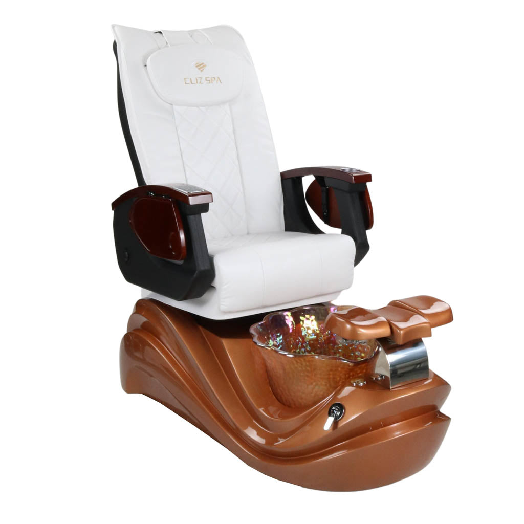 Pedicure Spa Chair - Phoenix Wood | White | Gold Pedicure Chair