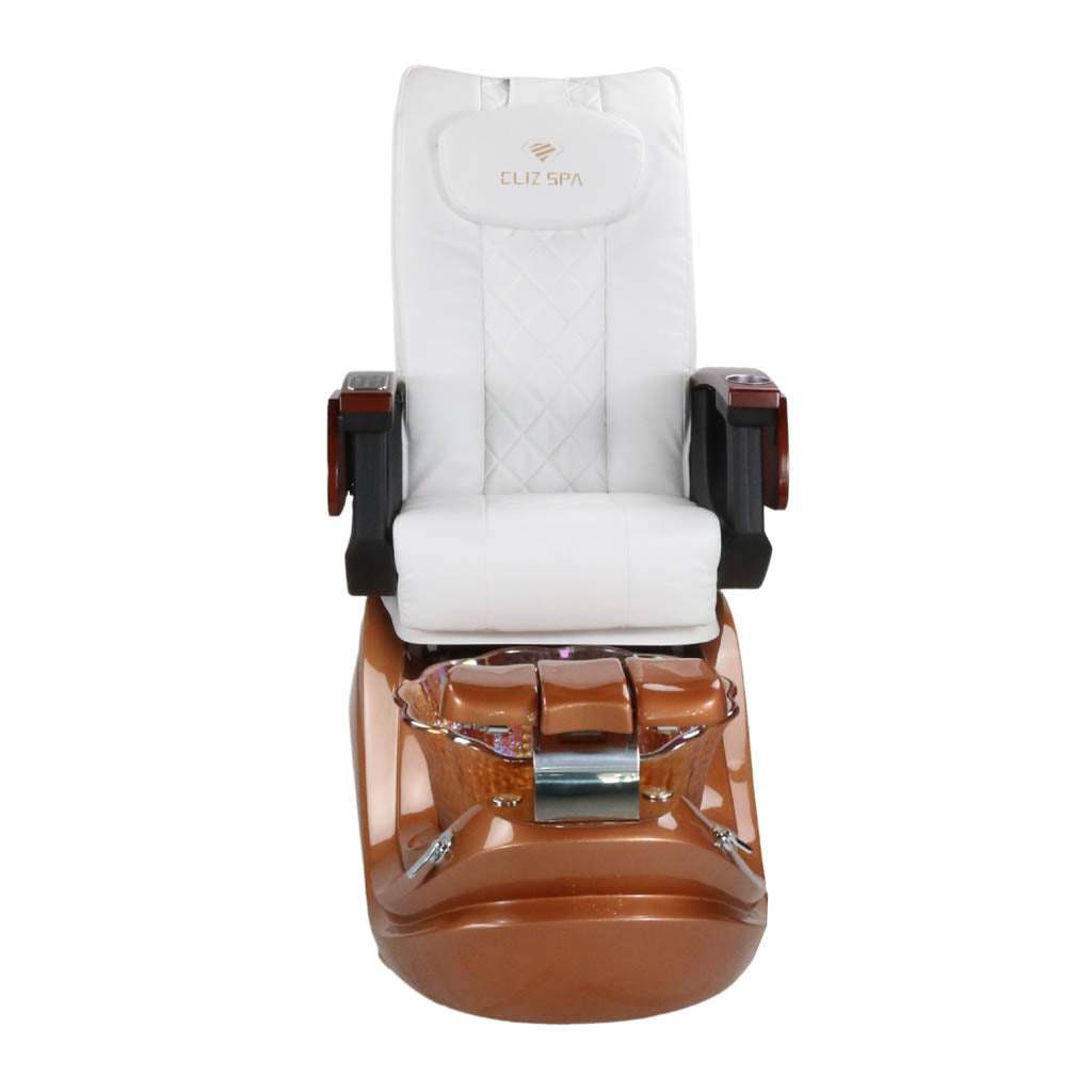 Pedicure Spa Chair - Phoenix Wood | White | Gold Pedicure Chair