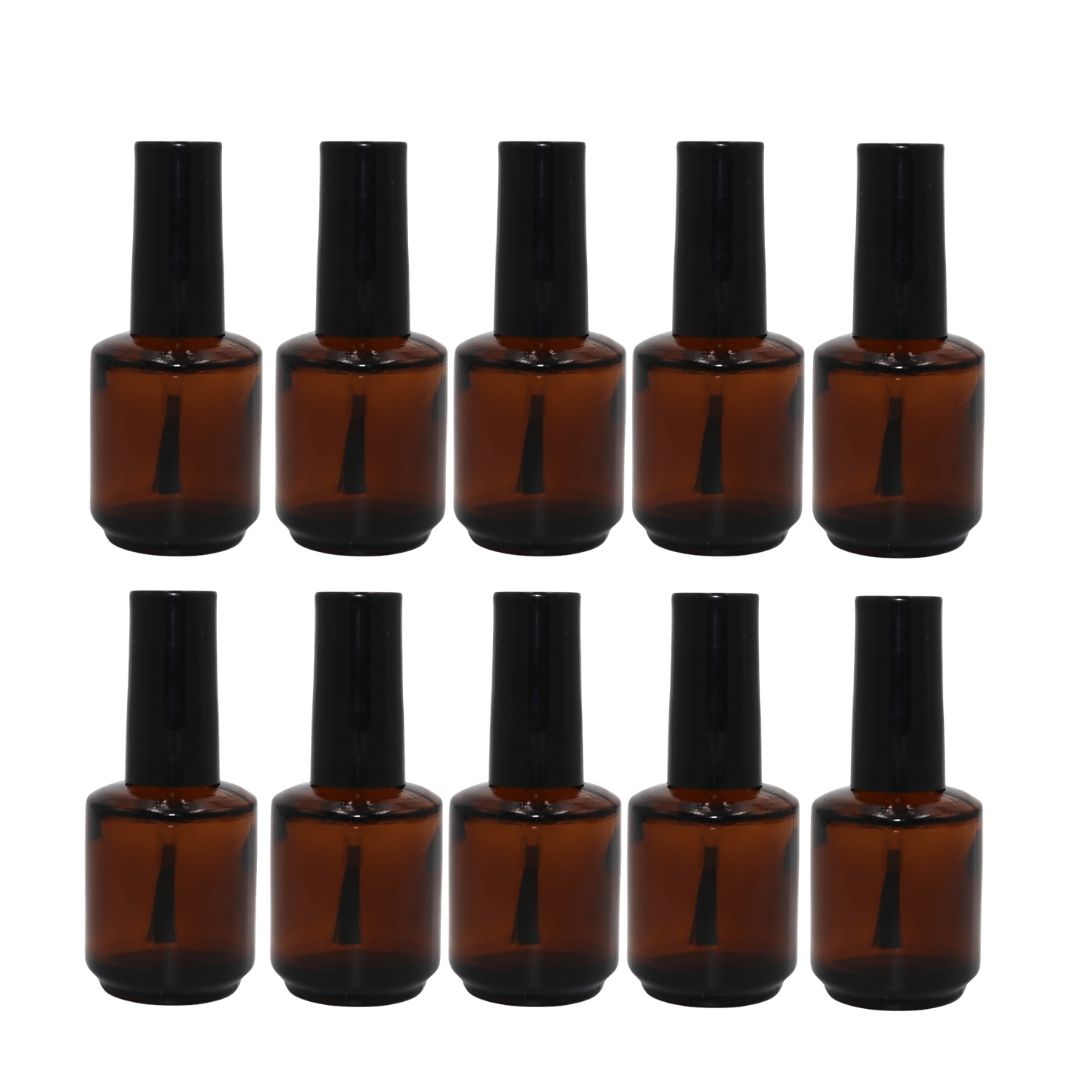 Empty Nail Polish Bottle Amber 15ml - 10pk