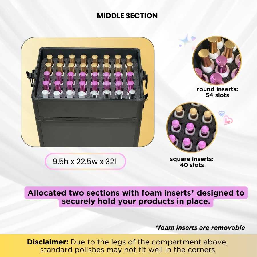 Nail Storage Trolley Case With Inserts