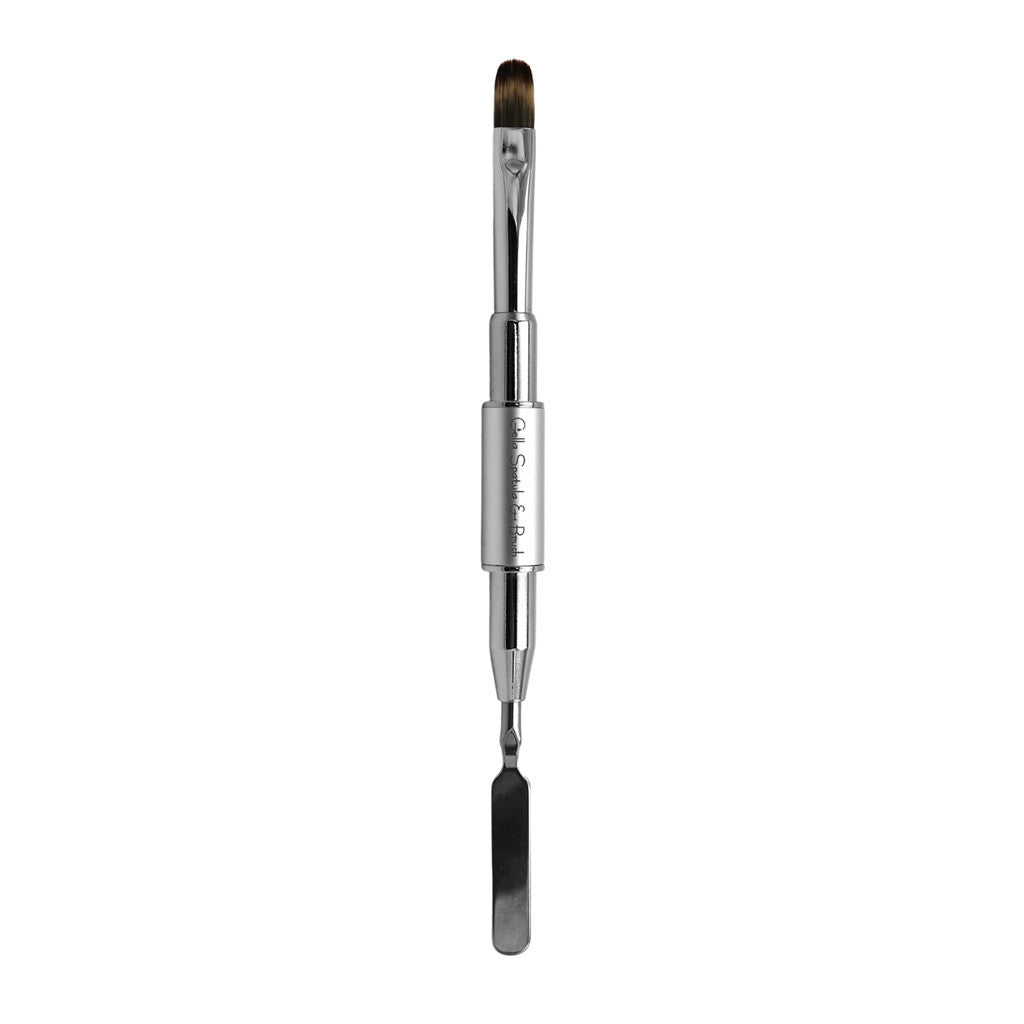 Silver Metal Short Gel Spatula & Gel Brush #10 Diamond Nail Supplies