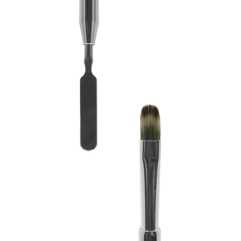 Silver Metal Short Gel Spatula & Gel Brush #10 Diamond Nail Supplies