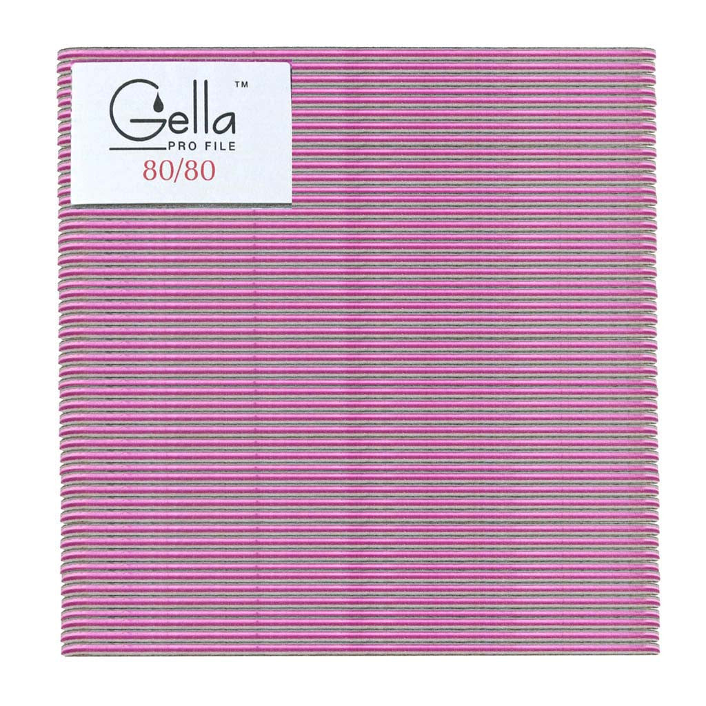 Gella Straight Zebra Pro File White & Pink 80/80 Diamond Nail Supplies