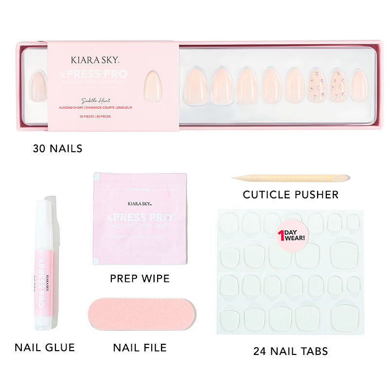 xPress Pro Press-On Nail Tips - XPAS07 Subtle Hint Diamond Nail Supplies