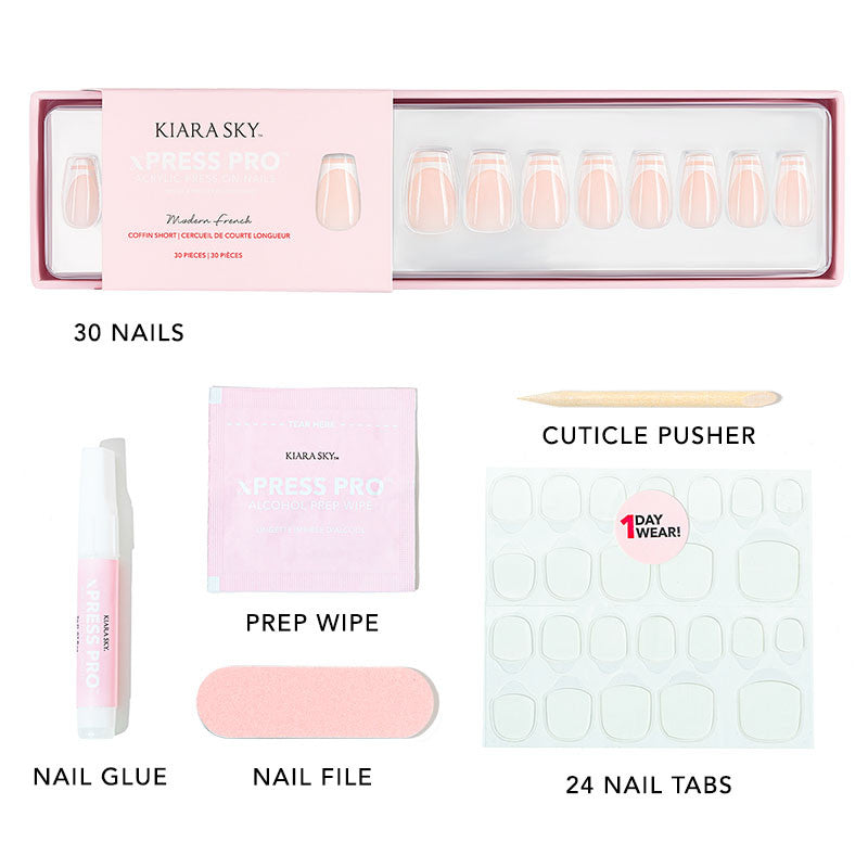 xPress Pro Press-On Nail Tips - XPCS06 Modern French Diamond Nail Supplies