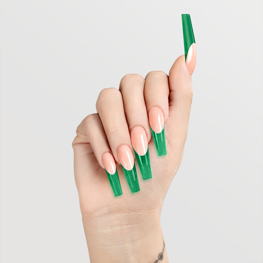 Swatch for Chaun Legend Glaze Gel Polish bottle Green Apple Martini LGG06 Professional gel polish, 15 ml (0.5 fl oz), featured in the Glaze Collection