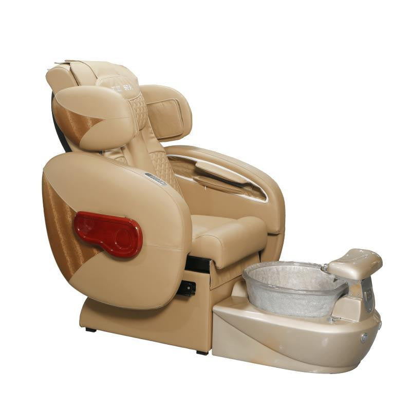 Pedicure Spa Chair - Deluxe (Beige | Beige | Gold)
