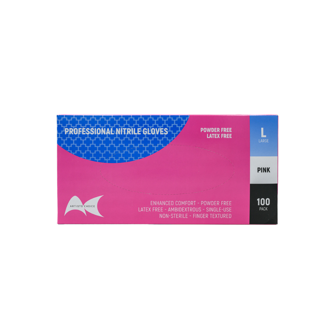 Nitrile Gloves - Powder Free Pink Large 100pc