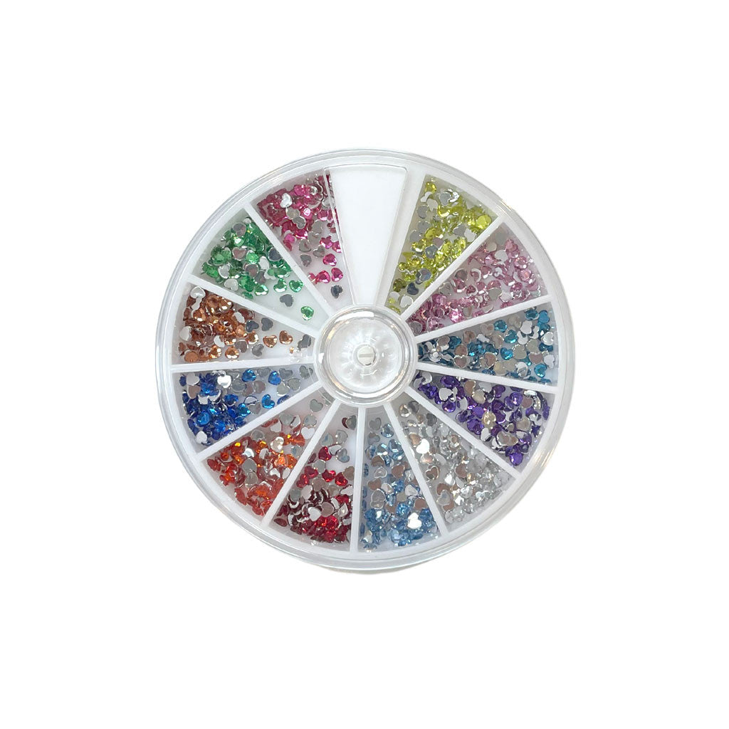 Small Spin Wheel Heart Assorted Colours Diamond Nail Supplies