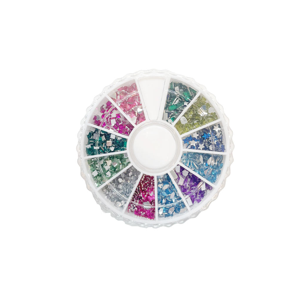 Small Spin Wheel Multicoloured Shapes Diamond Nail Supplies