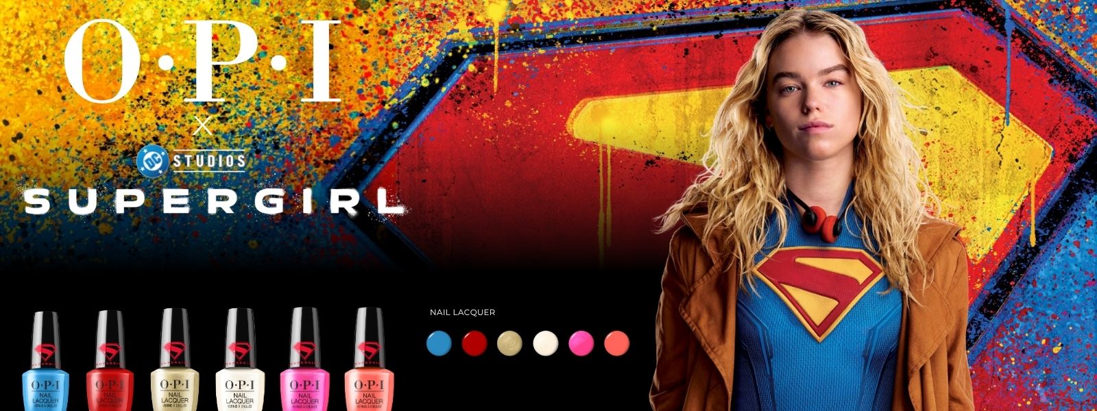 Supergirl X Opi Nail Lacquer Collection just dropped! containing Up Up And Ablaze, Cape it Real, Revenge is Chic, My Kryptonite, Power Up Pink and Heat Vision. 