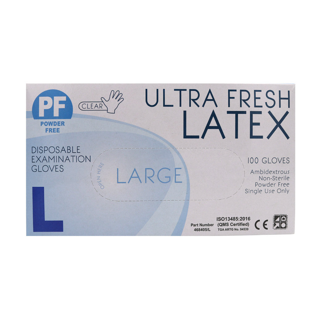 Ultra Fresh Latex Gloves White PF Large Diamond Nail Supplies