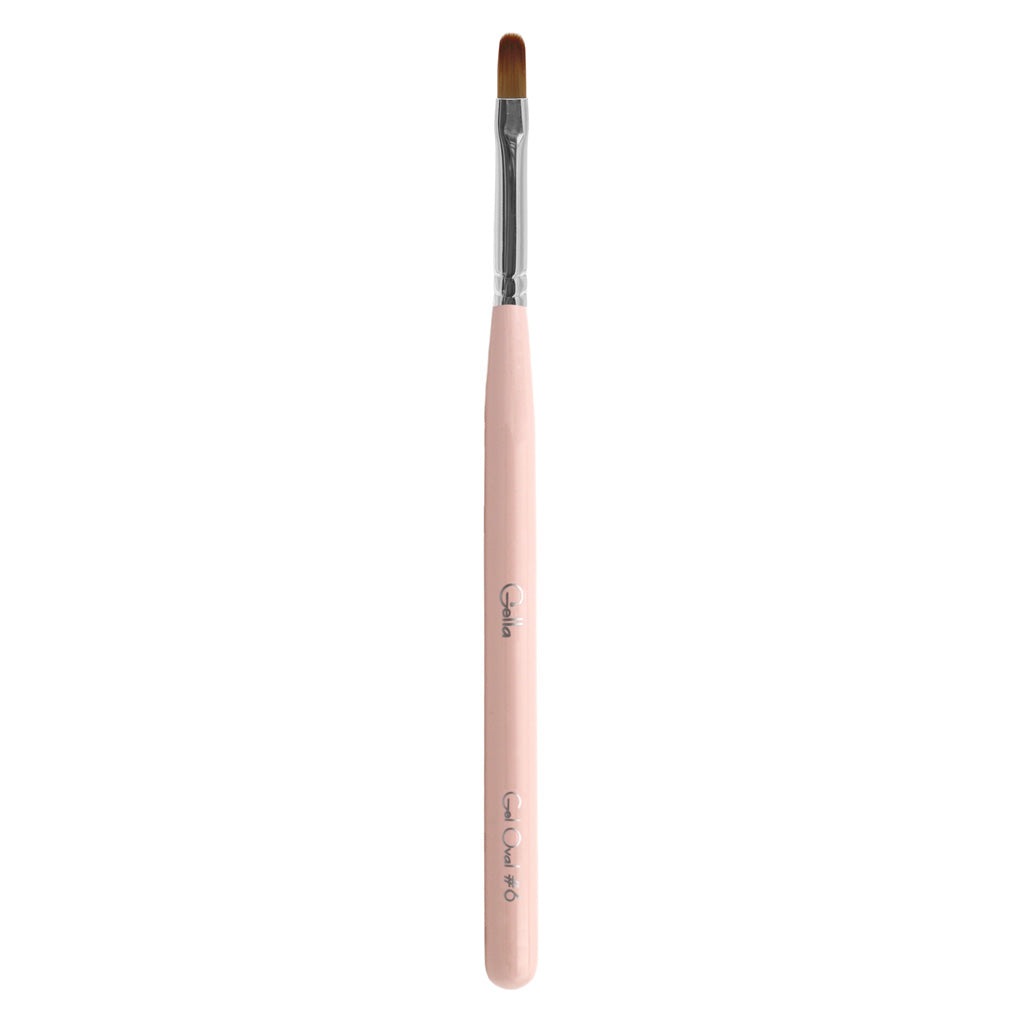 Pink Wooden Brush Nylon Bristles - Gel Oval #6