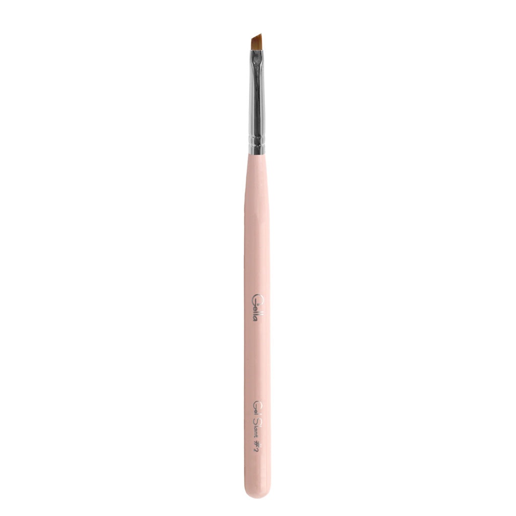 Pink Wooden Brush Nylon Bristles - Gel Slant #2