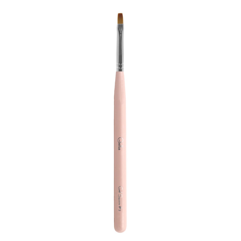 Pink Wooden Brush Nylon Bristles - Gel Square #2