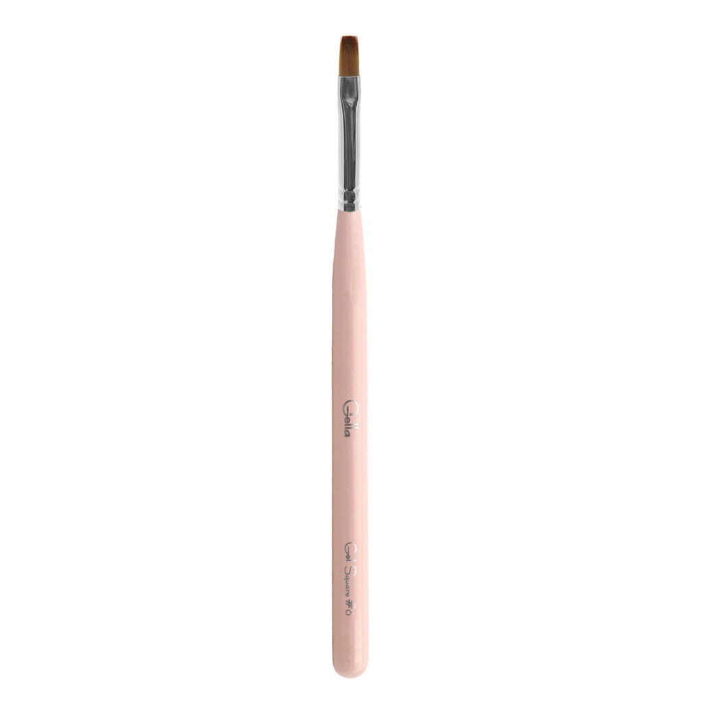 Pink Wooden Brush Nylon Bristles - Gel Square #6
