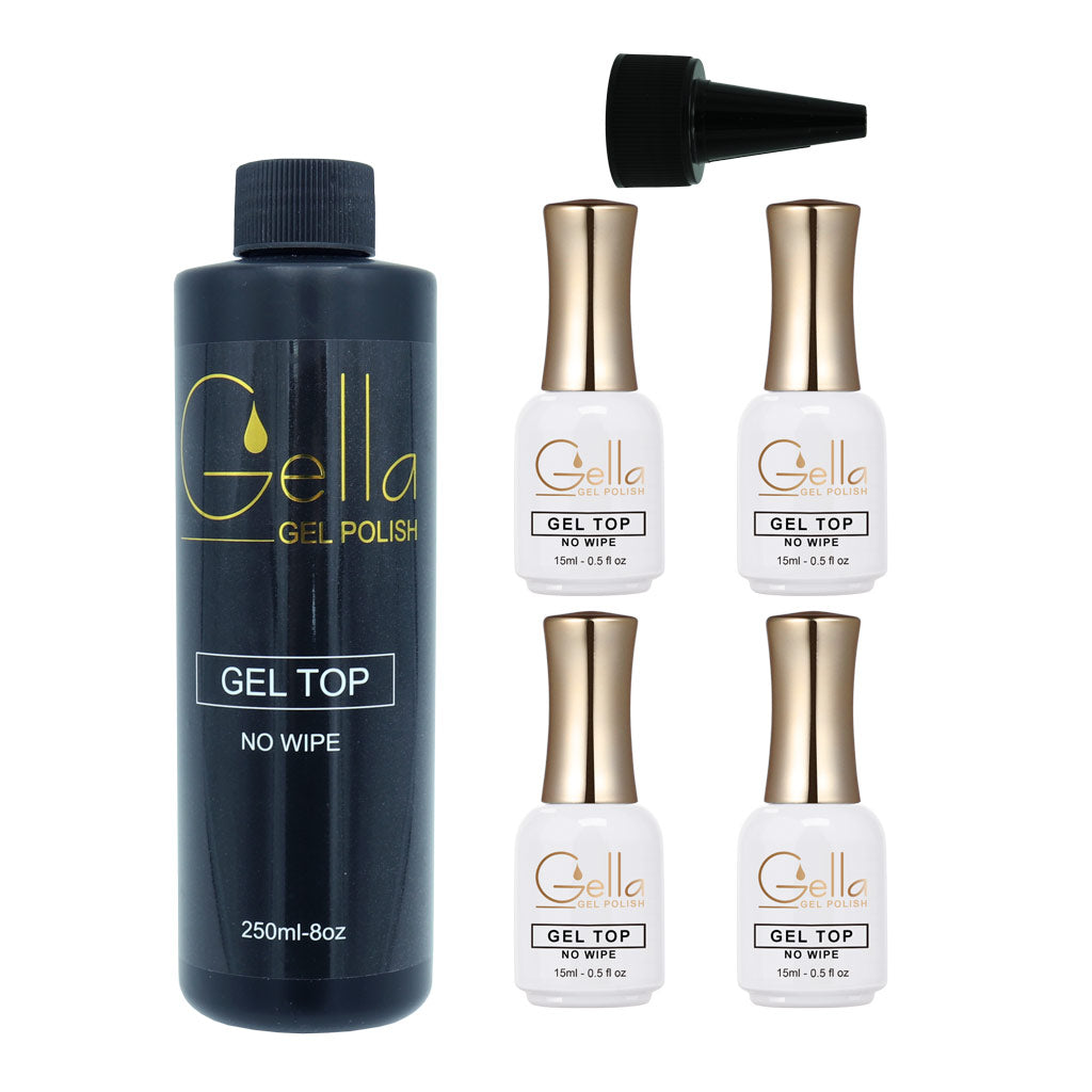 Gella  No Wipe Top Coat Refill Kit 250ml + 4x15ml