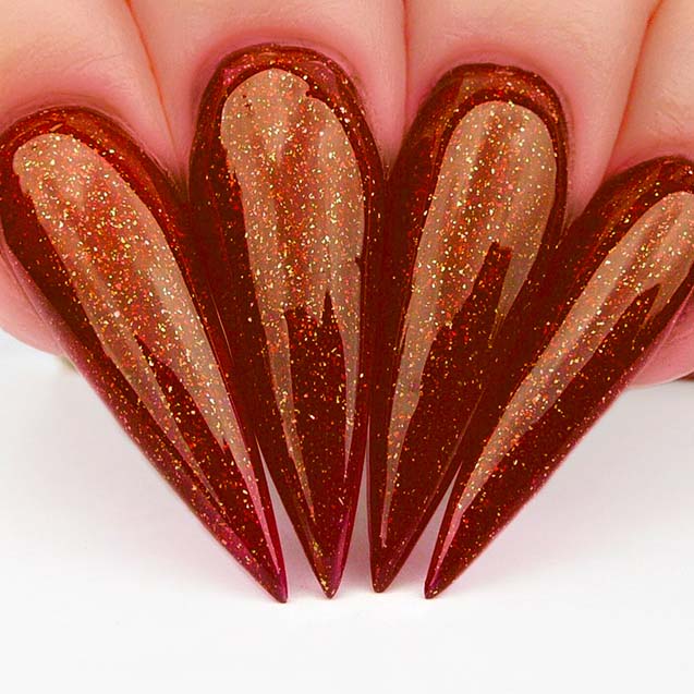Dip Powder Nail Swatch - D457 Frosted Pomegranate