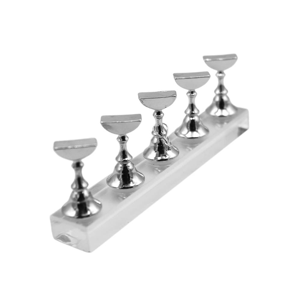Nail Holder Alloy Crystal Display Stand - Silver