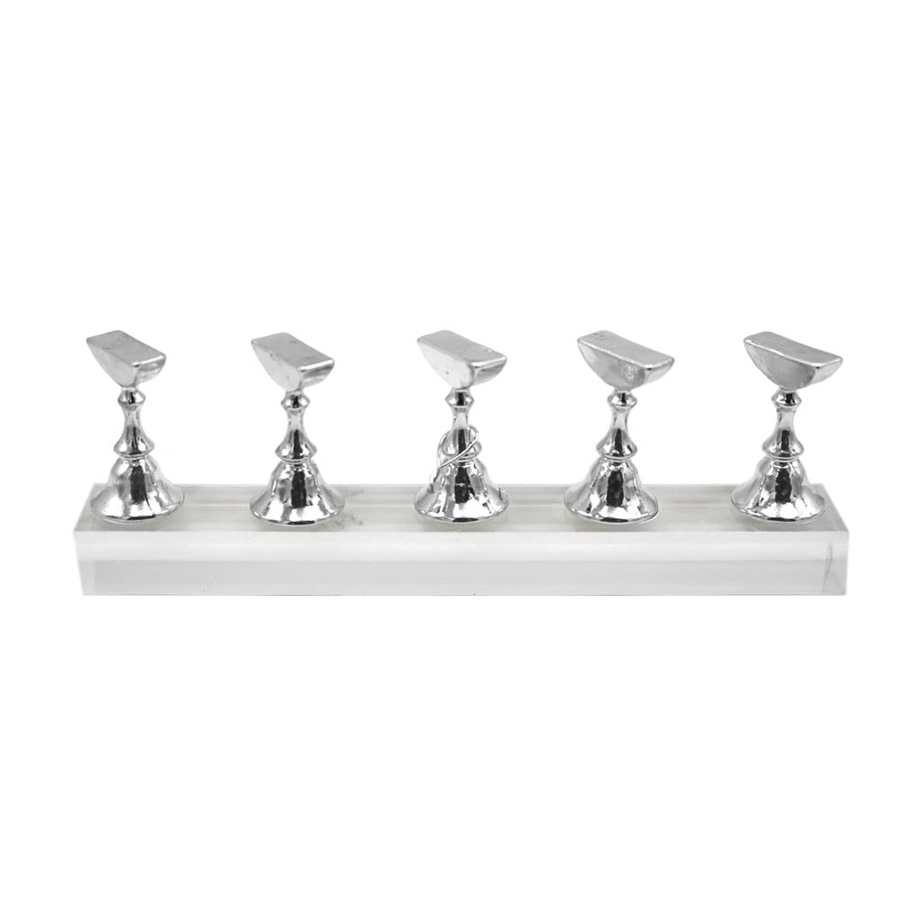 Nail Holder Alloy Crystal Display Stand - Silver
