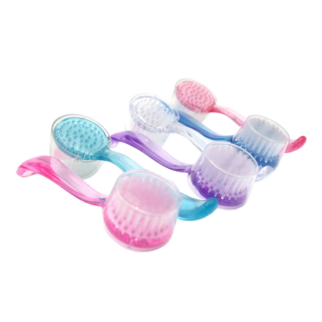 Pedi Brush Round Clear With Long Handle Assorted Colours