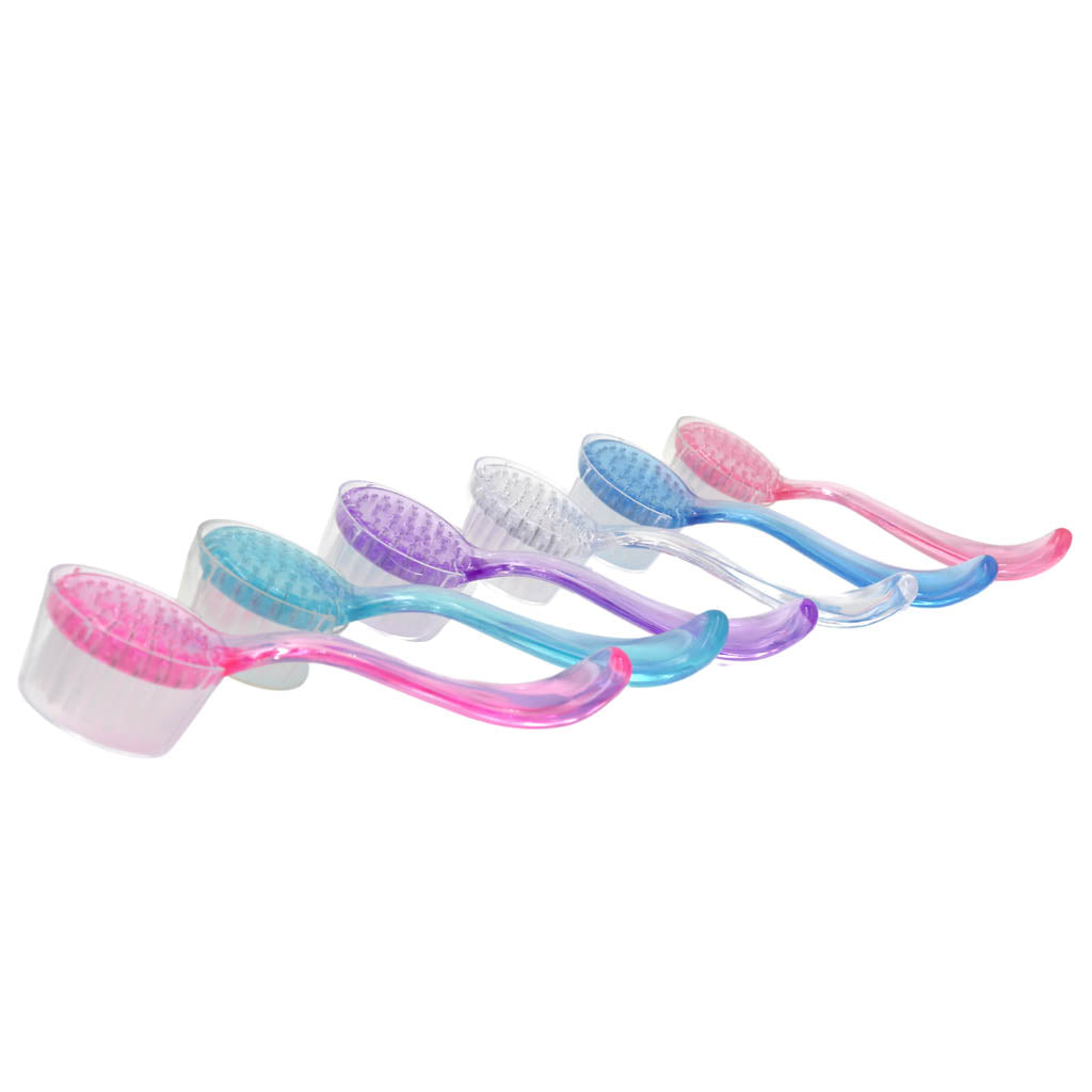 Pedi Brush Round Clear With Long Handle Assorted Colours