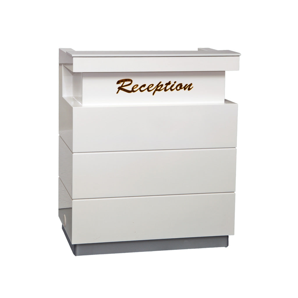 Reception Desk - Rectangle White with Lights