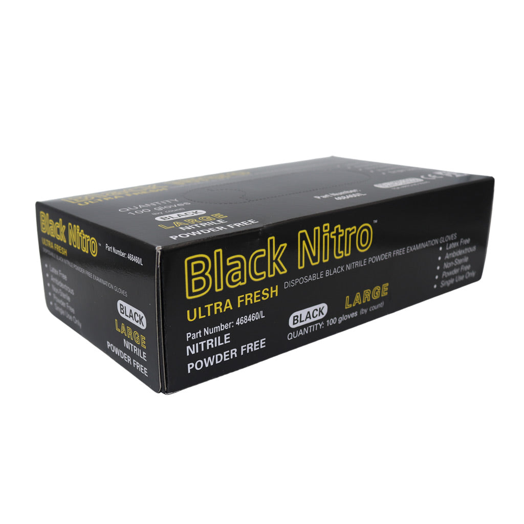 Black Nitro Nitrile Gloves Large Black PF